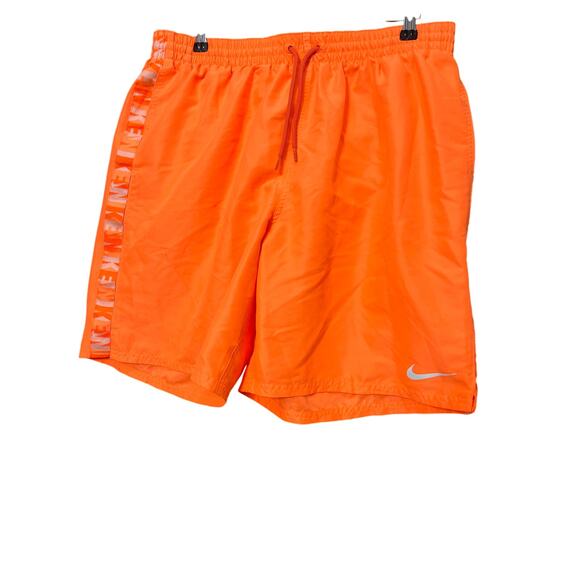Nike Men Orange Swim Trunks Size XXL With Pockets Summer Comfort